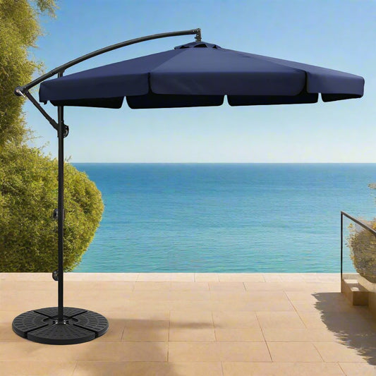 Instahut 3m Outdoor Umbrella w/Base Cantilever Garden Patio Beach Navy