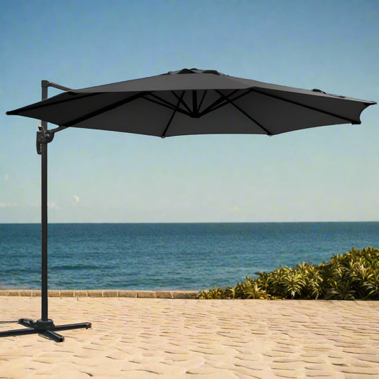 Instahut 3m Outdoor Umbrella Cantilever 360 Degree Tilt Beach Roma Black