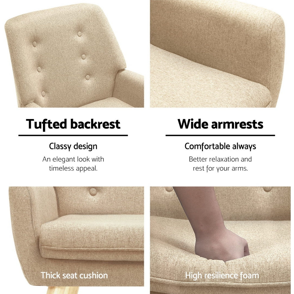 Audene Fabric Armchair Tufted Button Design - Beige