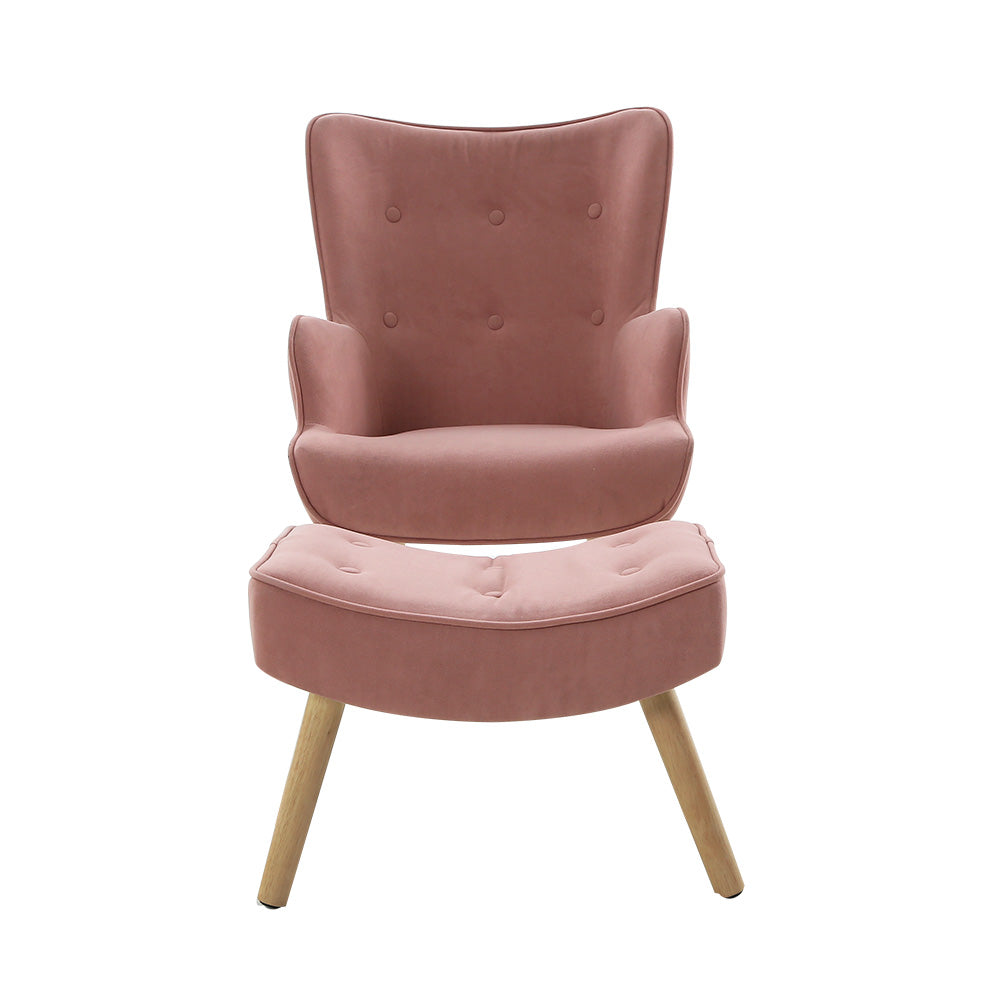 Marlyn Accent Fabric Ottoman Lounge Chair - Pink