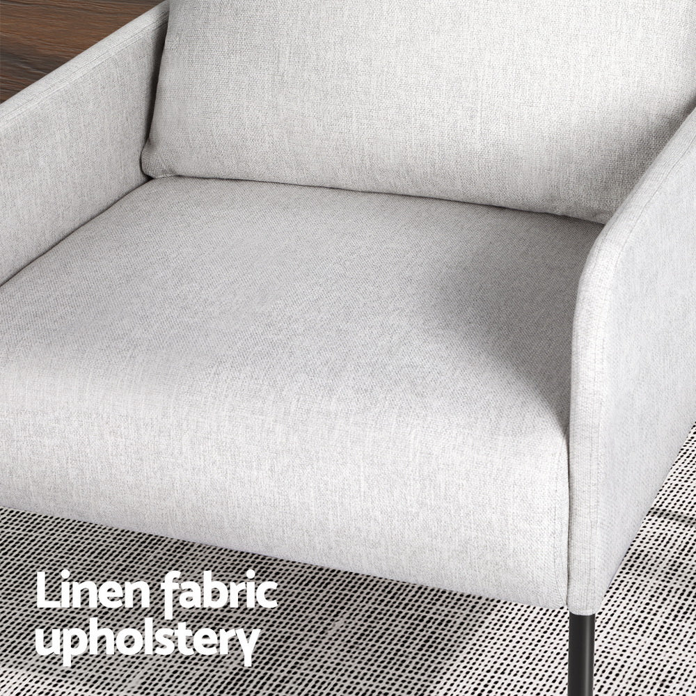 Armchair Lounge Chair Accent Chair Single Grey Linen Fabric