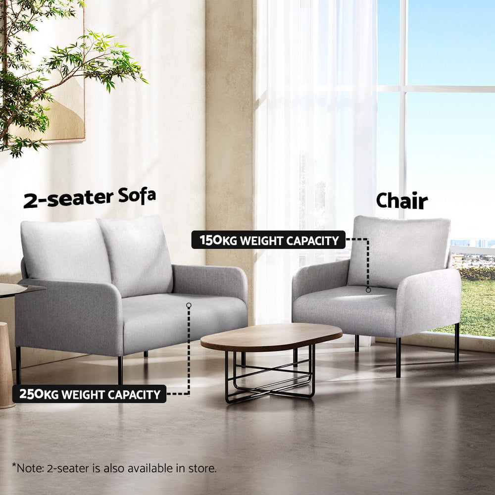 Armchair Lounge Chair Accent Chair Single Grey Linen Fabric