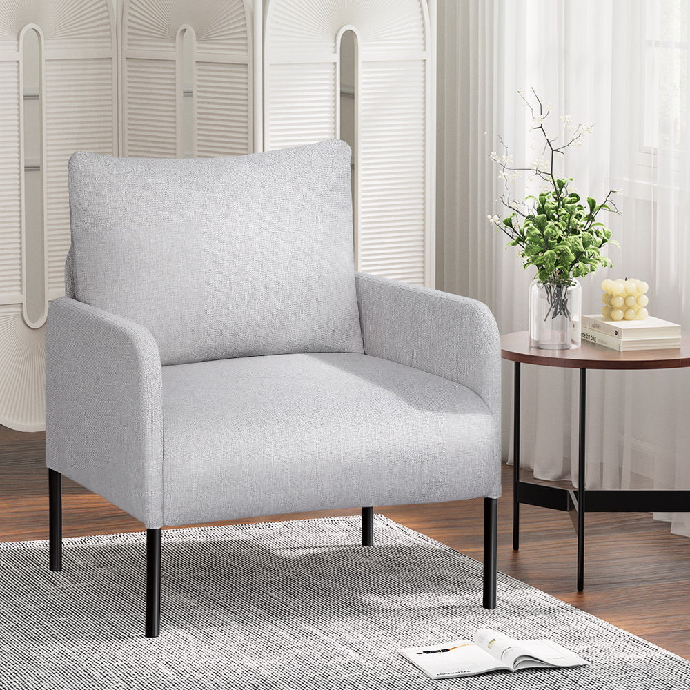 Armchair Lounge Chair Accent Chair Single Grey Linen Fabric