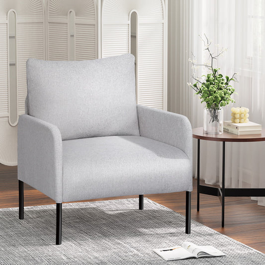 Armchair Lounge Chair Accent Chair Single Grey Linen Fabric