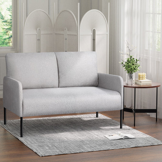 Myrtle 2-Seater Sofa Accent Chair Loveseat Linen Fabric Metal Leg - Grey