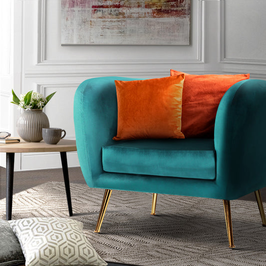 Matresha Accent Velvet Lounge Sofa Armchair - Green