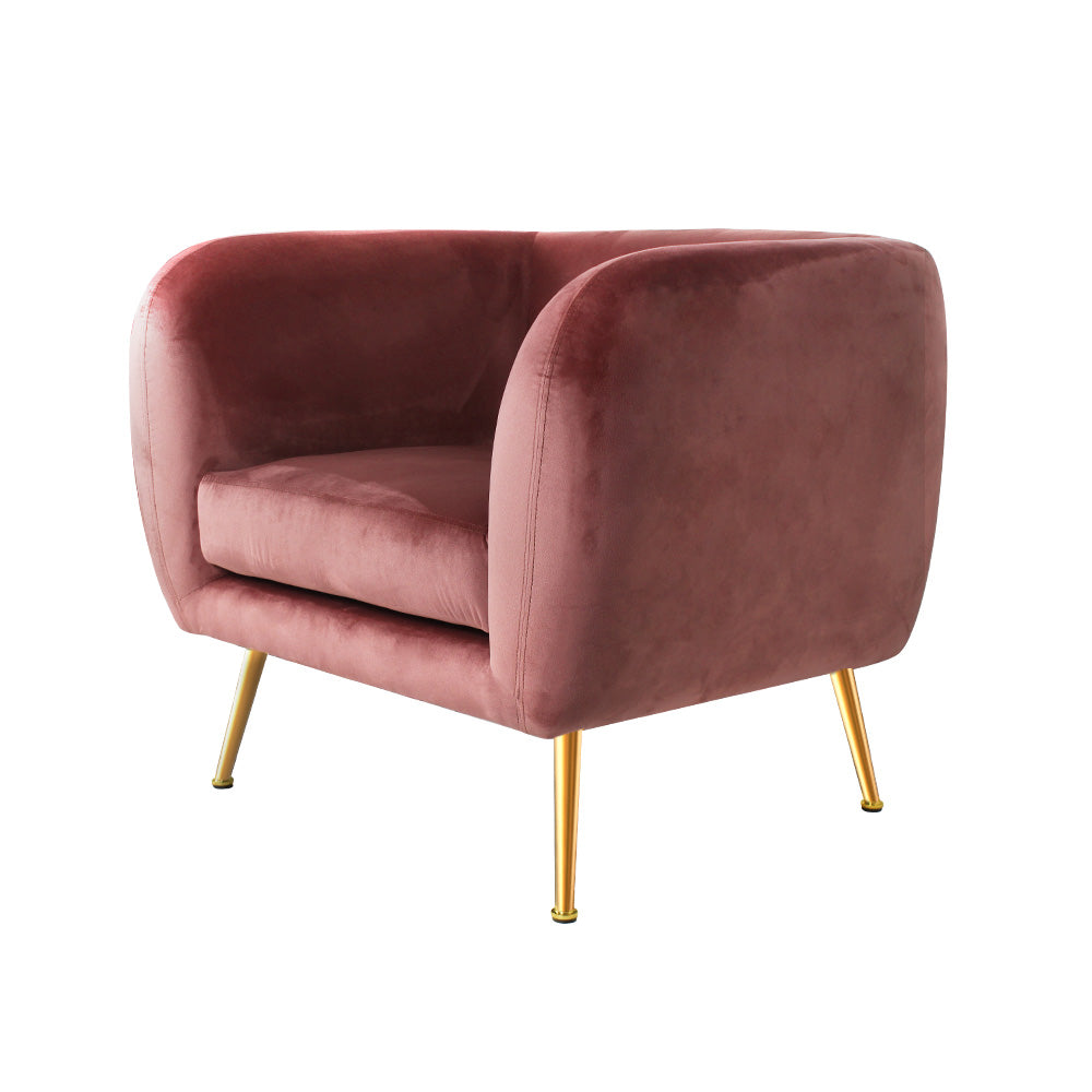 Matresha Accent Velvet Lounge Sofa Armchair - Pink