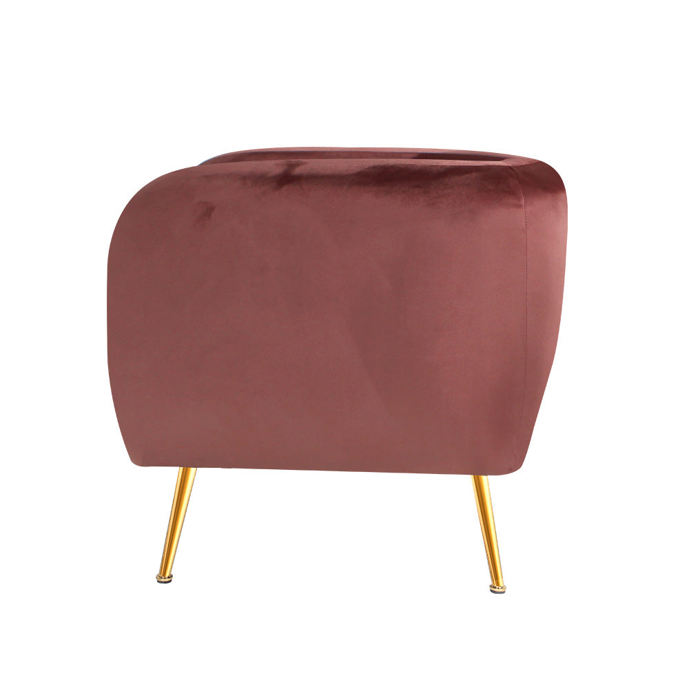 Matresha Accent Velvet Lounge Sofa Armchair - Pink