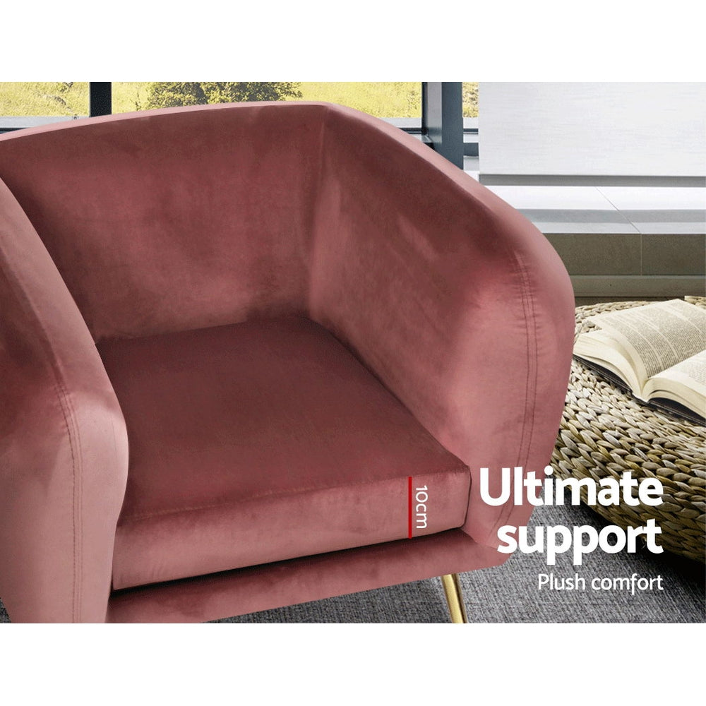 Matresha Accent Velvet Lounge Sofa Armchair - Pink