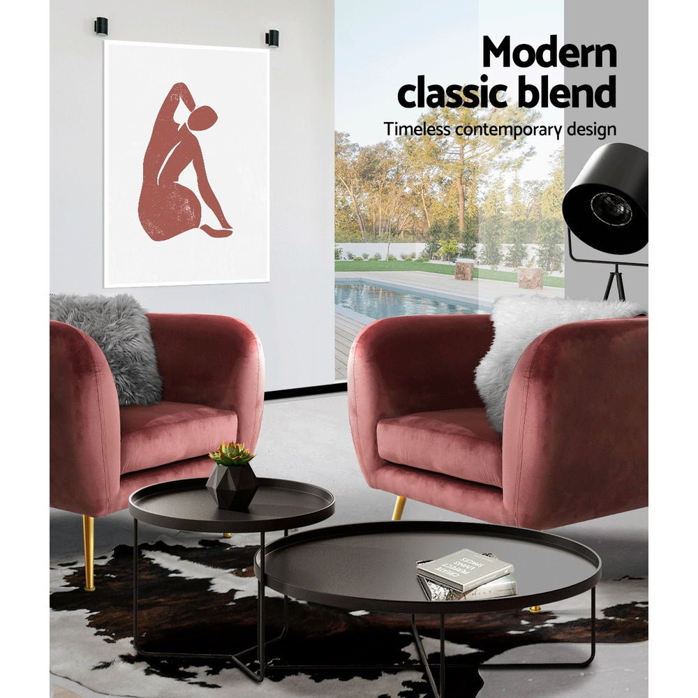 Matresha Accent Velvet Lounge Sofa Armchair - Pink