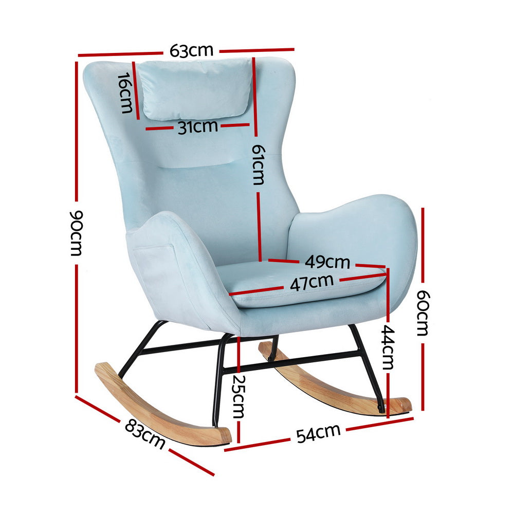 Martina Rocking Chair Armchair Pillow Velvet - Blue