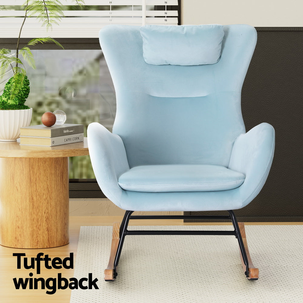 Martina Rocking Chair Armchair Pillow Velvet - Blue