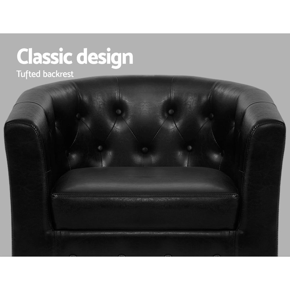 Maxina Accent Tub PU Leather Lounge Armchair - Black