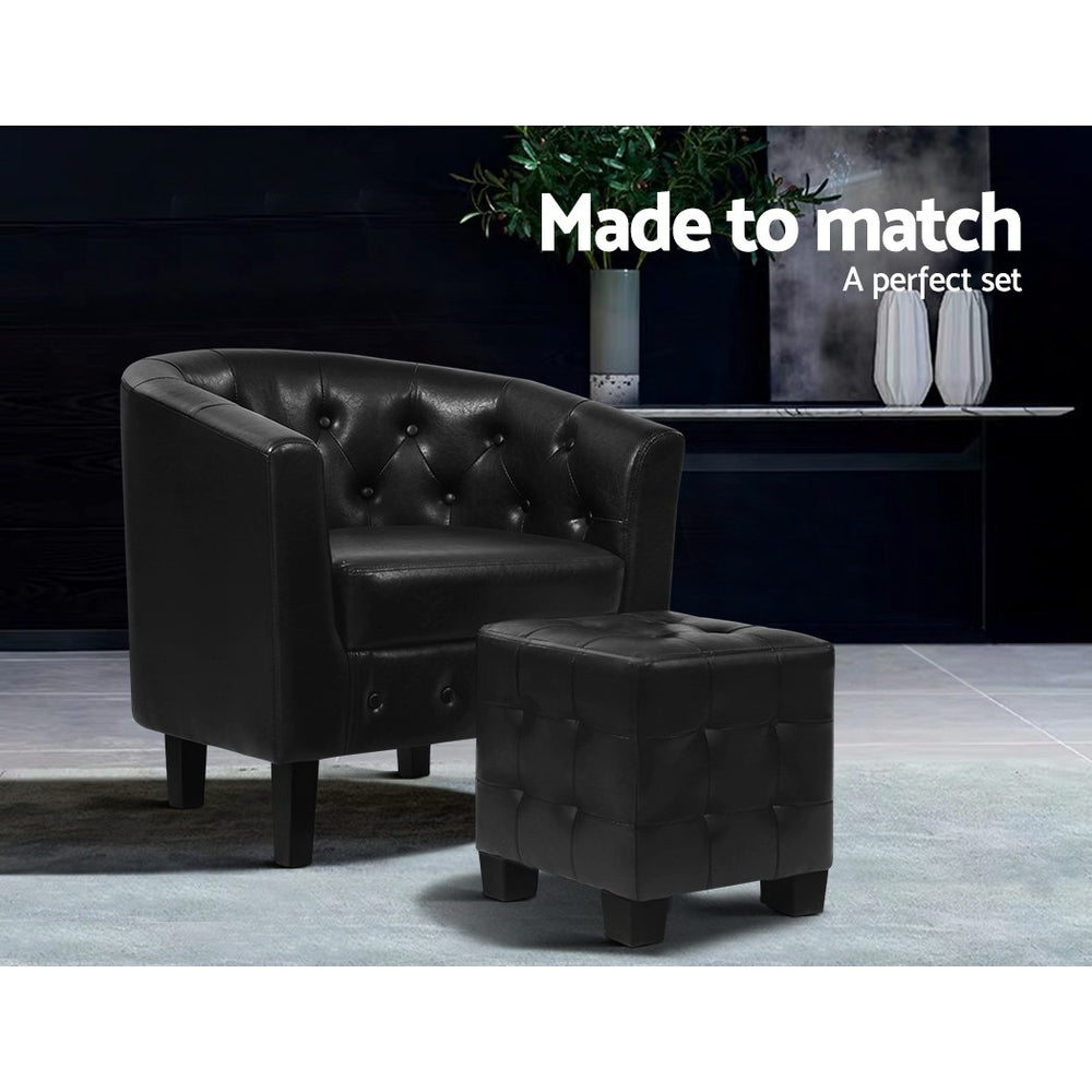 Maxina Accent Tub PU Leather Lounge Armchair - Black