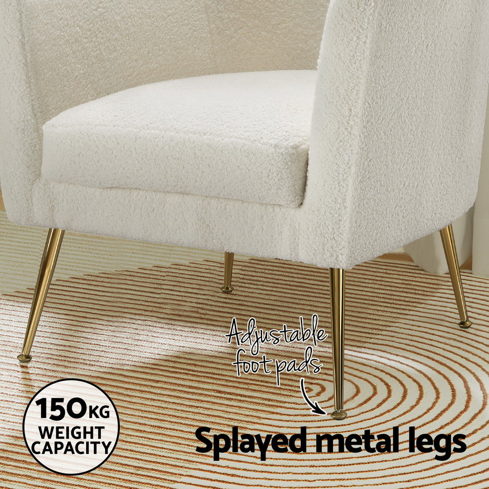 Armchair Bouclé Fabric - White