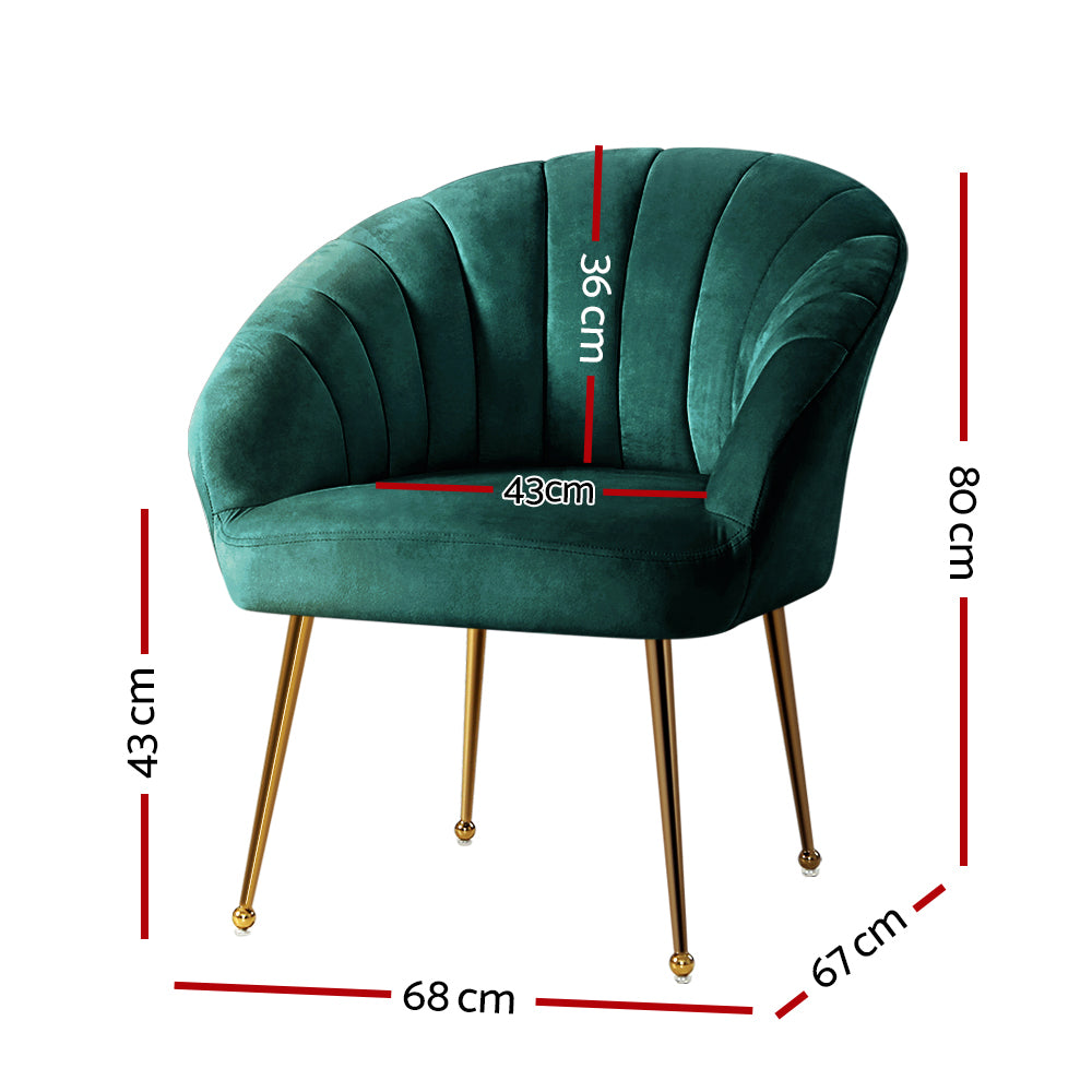 Michelle Accent Velvet Lounge Armchair - Green