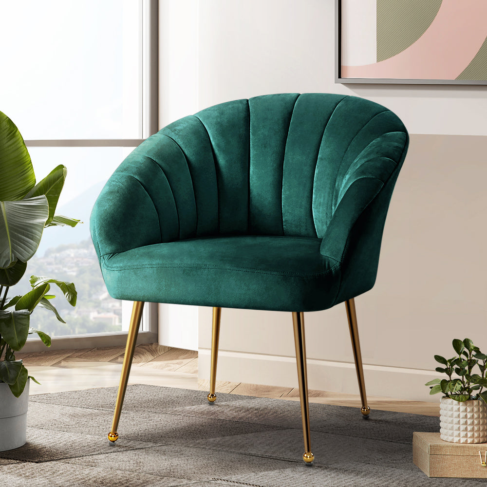 Michelle Accent Velvet Lounge Armchair - Green