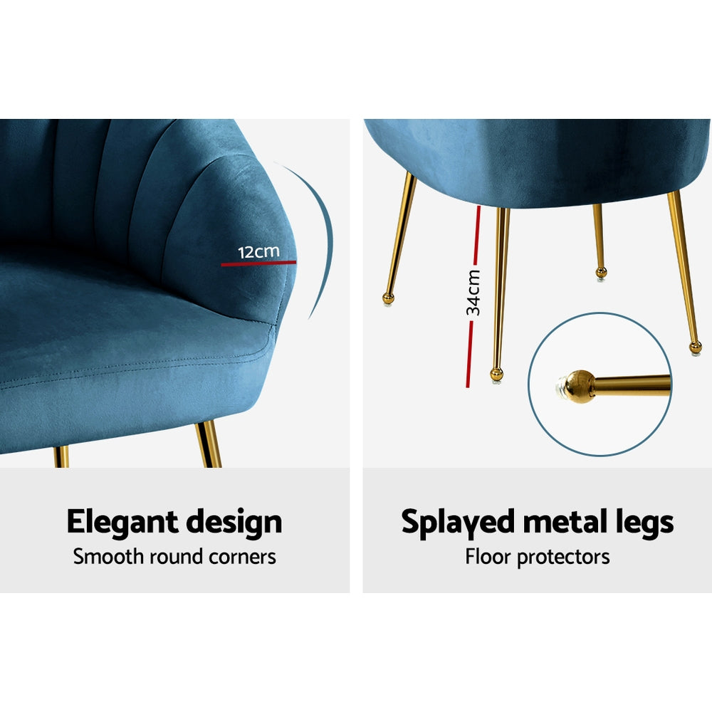 Michelle Accent Velvet Lounge Armchair - Navy