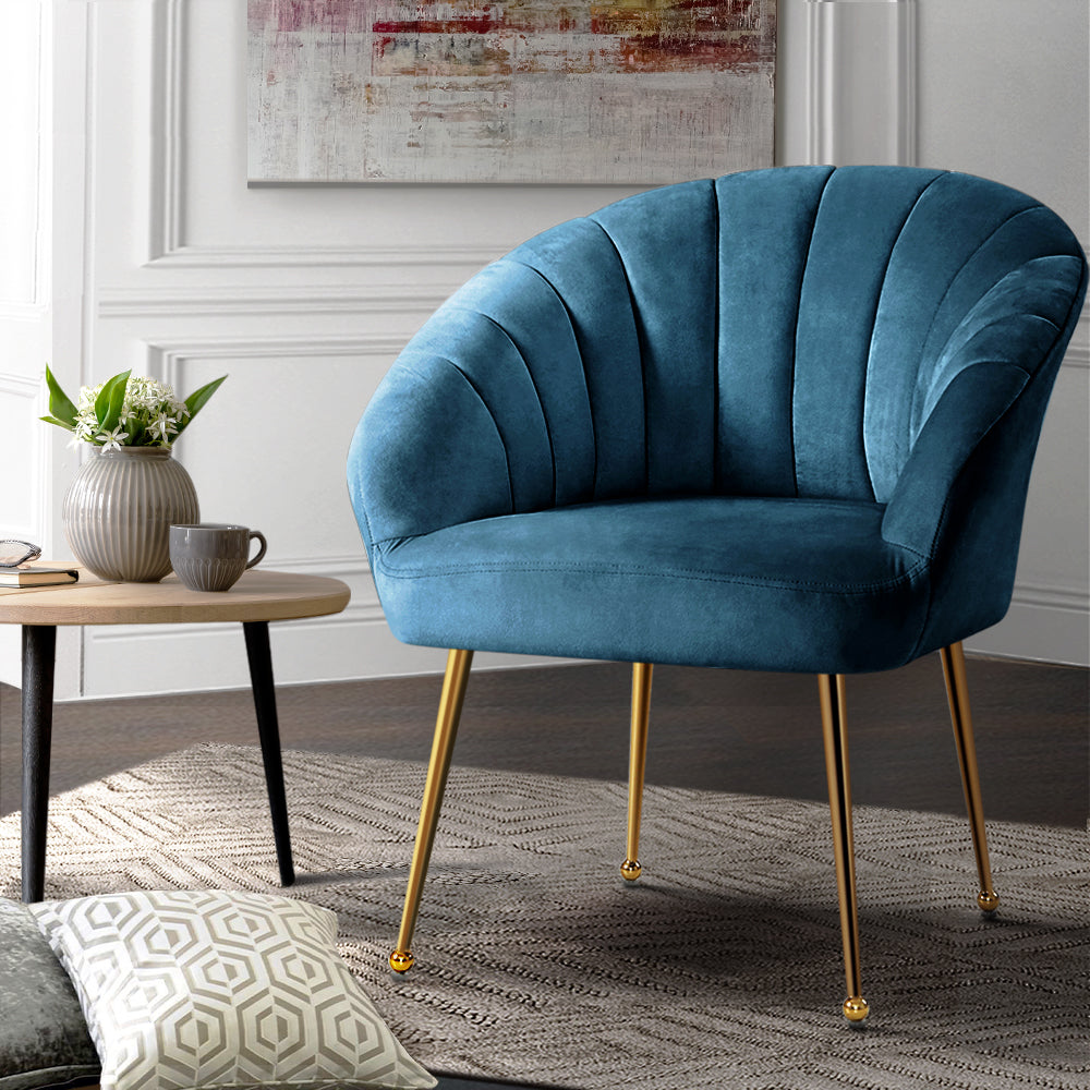 Michelle Accent Velvet Lounge Armchair - Navy