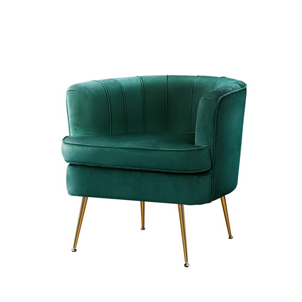 Makayla Accent Velvet Lounge Armchair - Green