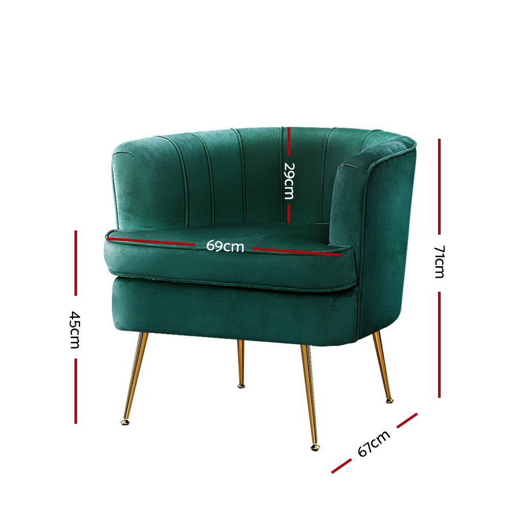 Makayla Accent Velvet Lounge Armchair - Green
