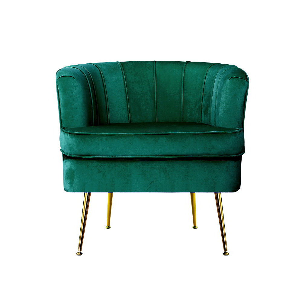 Makayla Accent Velvet Lounge Armchair - Green