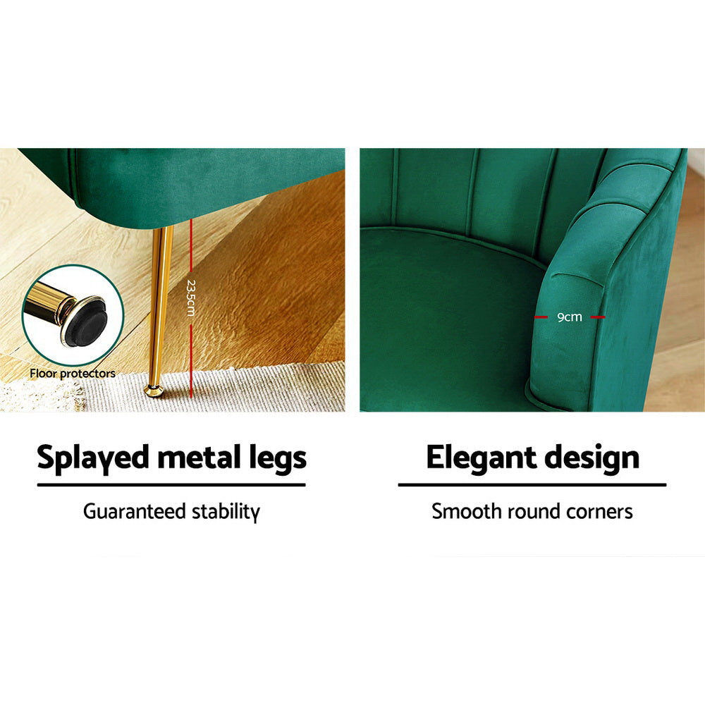 Makayla Accent Velvet Lounge Armchair - Green