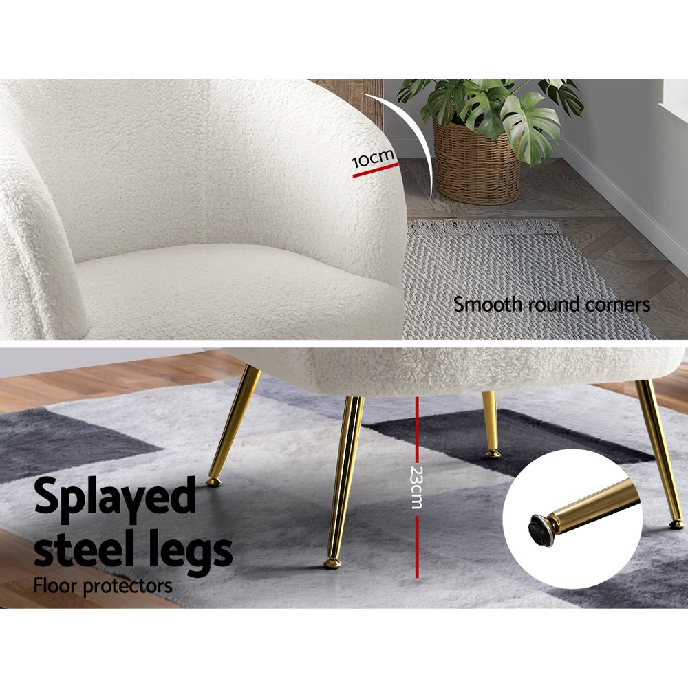 Macy Accent Sherpa Bouclé Lounge Armchair - White