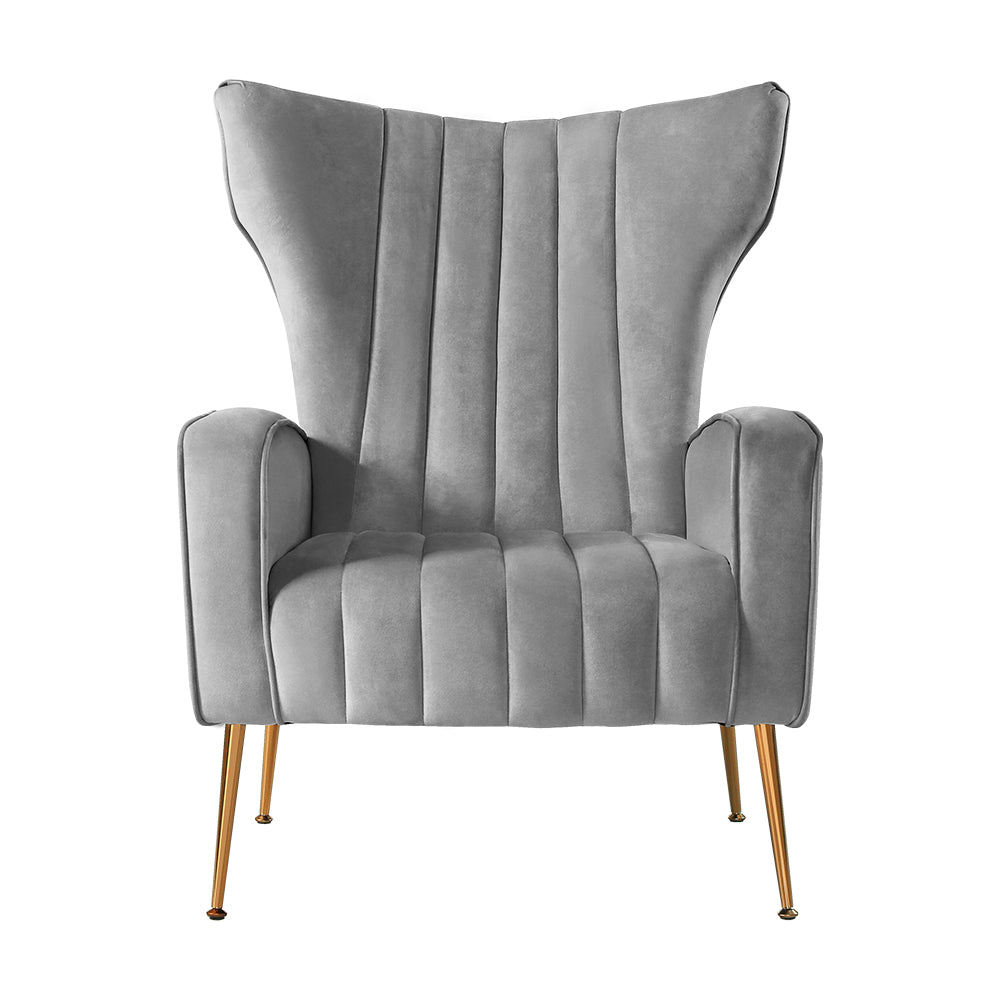 Maricel Accent Velvet Seat Lounge Armchair - Grey