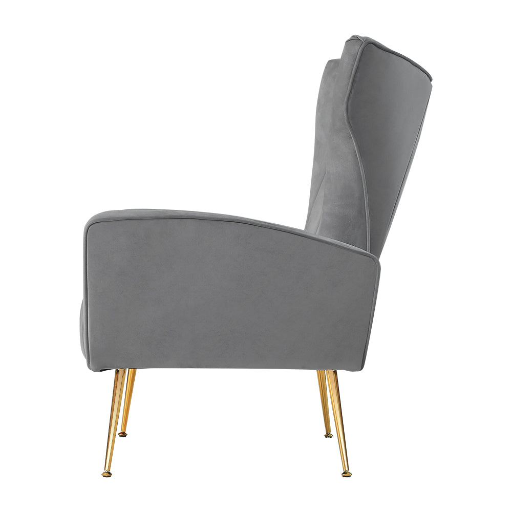 Maricel Accent Velvet Seat Lounge Armchair - Grey