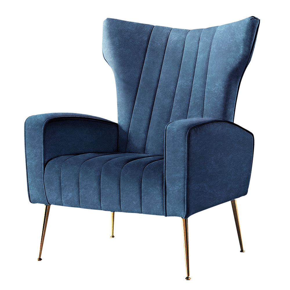 Maricel Accent Velvet Seat Lounge Armchair - Navy