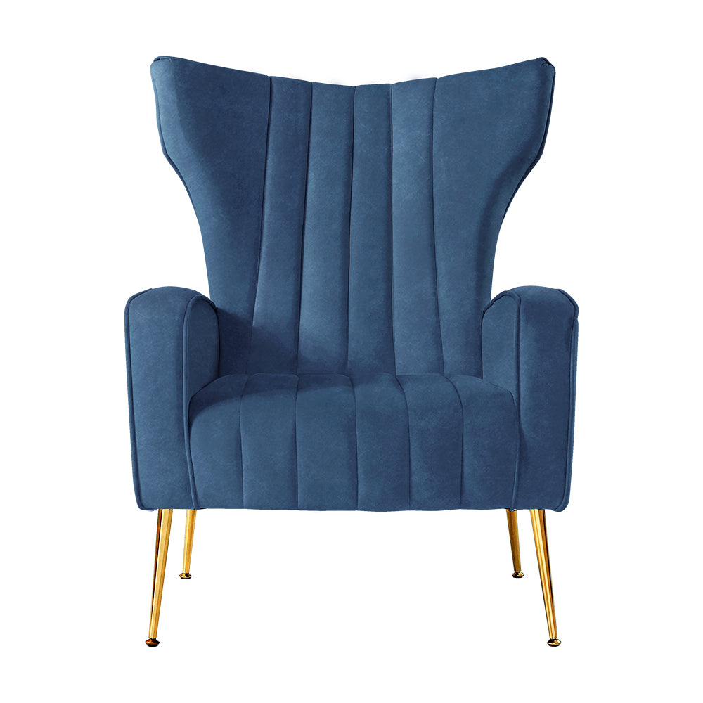 Maricel Accent Velvet Seat Lounge Armchair - Navy