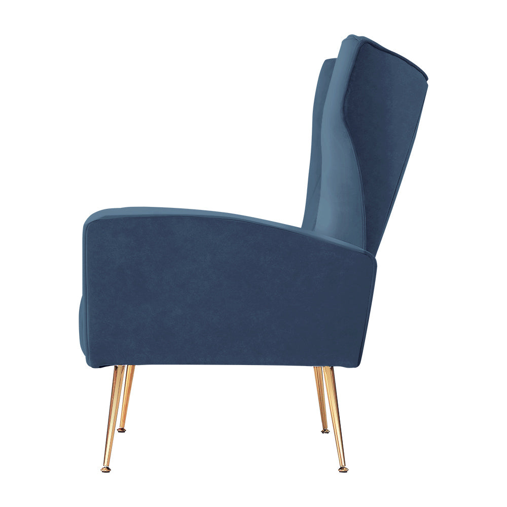 Maricel Accent Velvet Seat Lounge Armchair - Navy