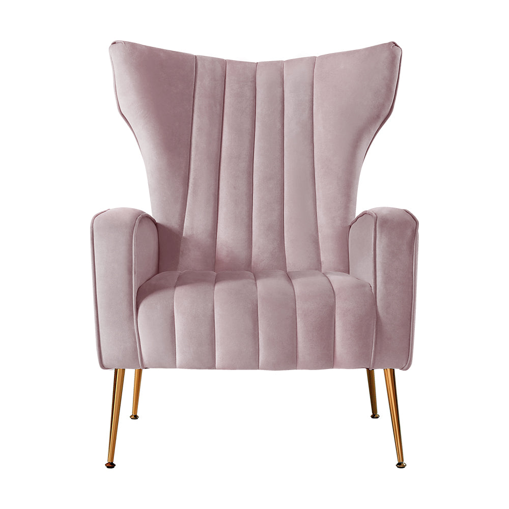 Maricel Accent Velvet Seat Lounge Armchair - Pink