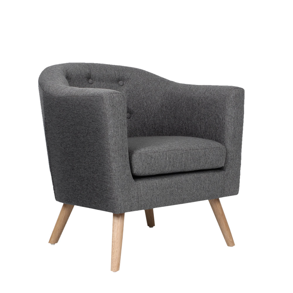 Maliah Accent Tub Fabric Lounge Armchair - Grey