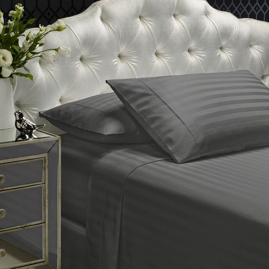 KING 1200TC Sheet Set Damask Cotton Blend Ultra Soft Sateen Bedding - Charcoal Grey