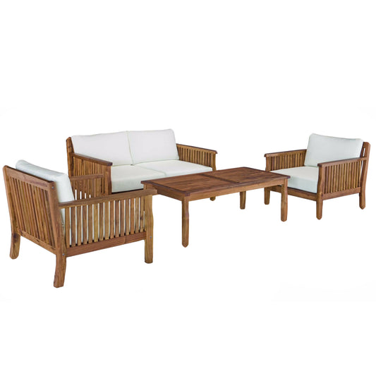 Bowie 4-Seater Outdoor Furniture Setting 4-Piece Outdoor Lounge Set - Wood
