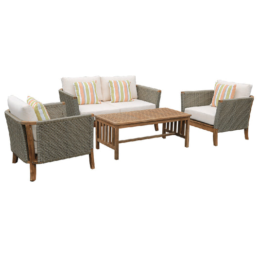 Casey 4-Seater Classic 4-Piece Outdoor Lounge Set - Wood