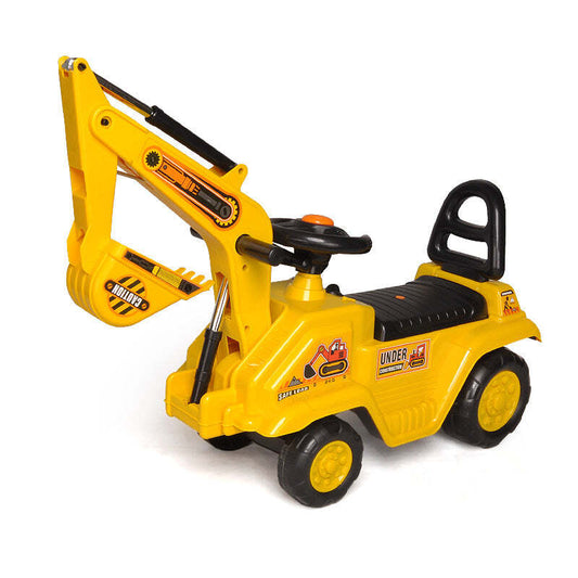 Ride-on Excavator with Dual Operation Levers to Scoop - Yellow
