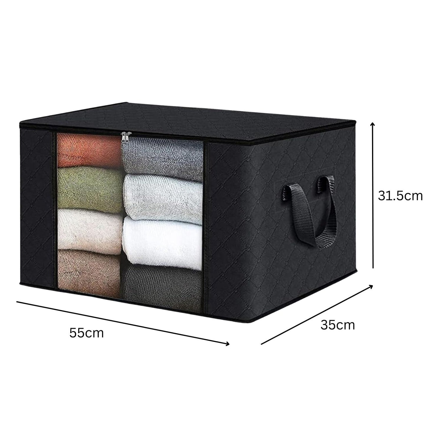 6 Pack 90L Clothes Storage Bag with Handles - Black