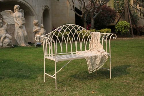 Finley Iron Outdoor Bench - White