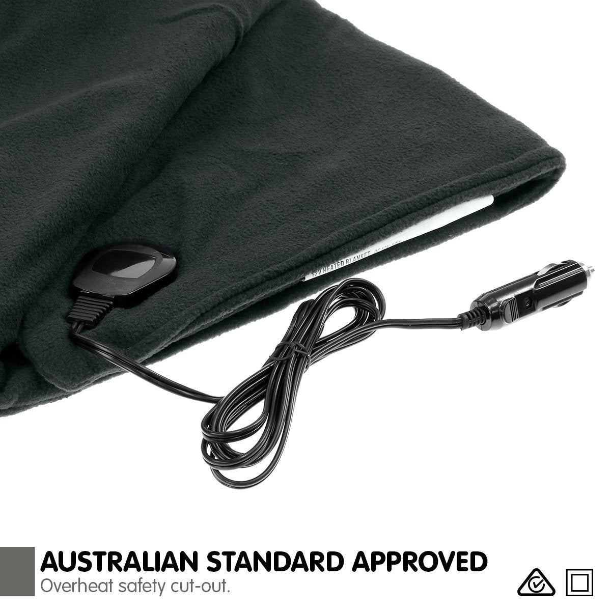 Heated Electric Car Blanket 150x110cm 12V - Black