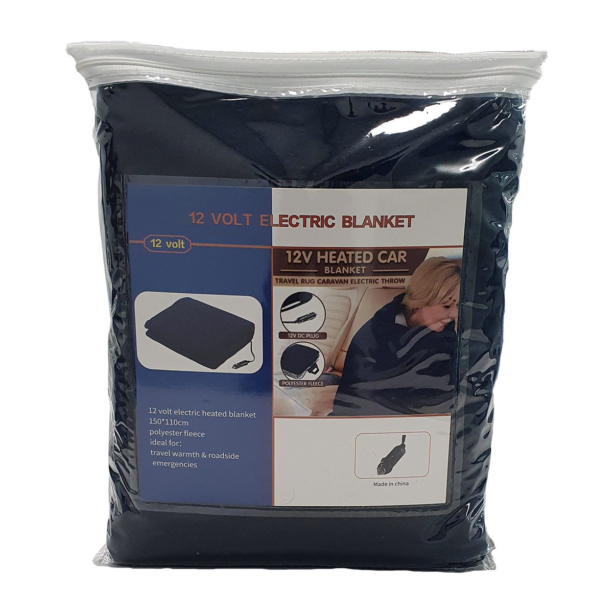 Heated Electric Car Blanket 150x110cm 12V - Navy Blue