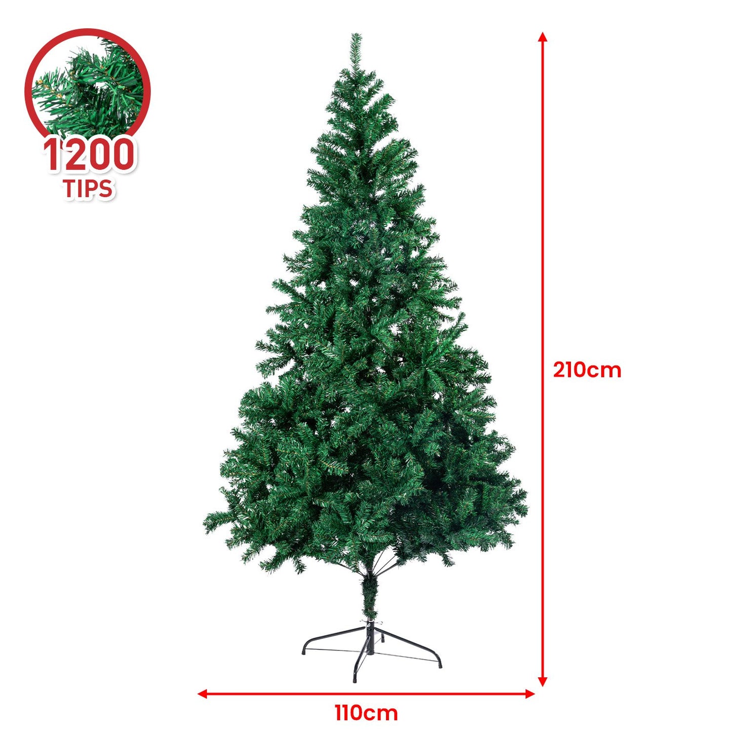 7ft 2.1m 1200 Tips Christmas Tree Xmas Decor Decorations Green