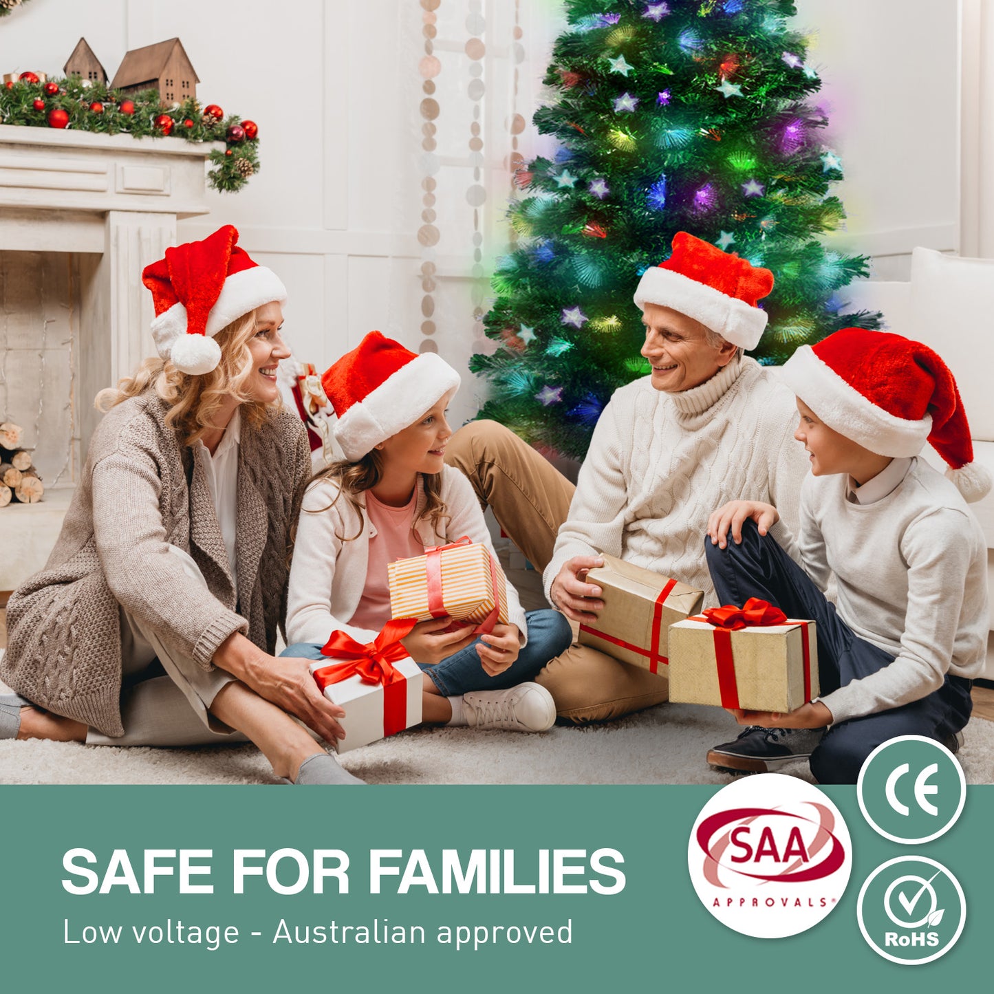 5ft 1.5m 180 Tips Enchanted Pre Lit Fibre Optic Christmas Tree Stars Xmas Decor