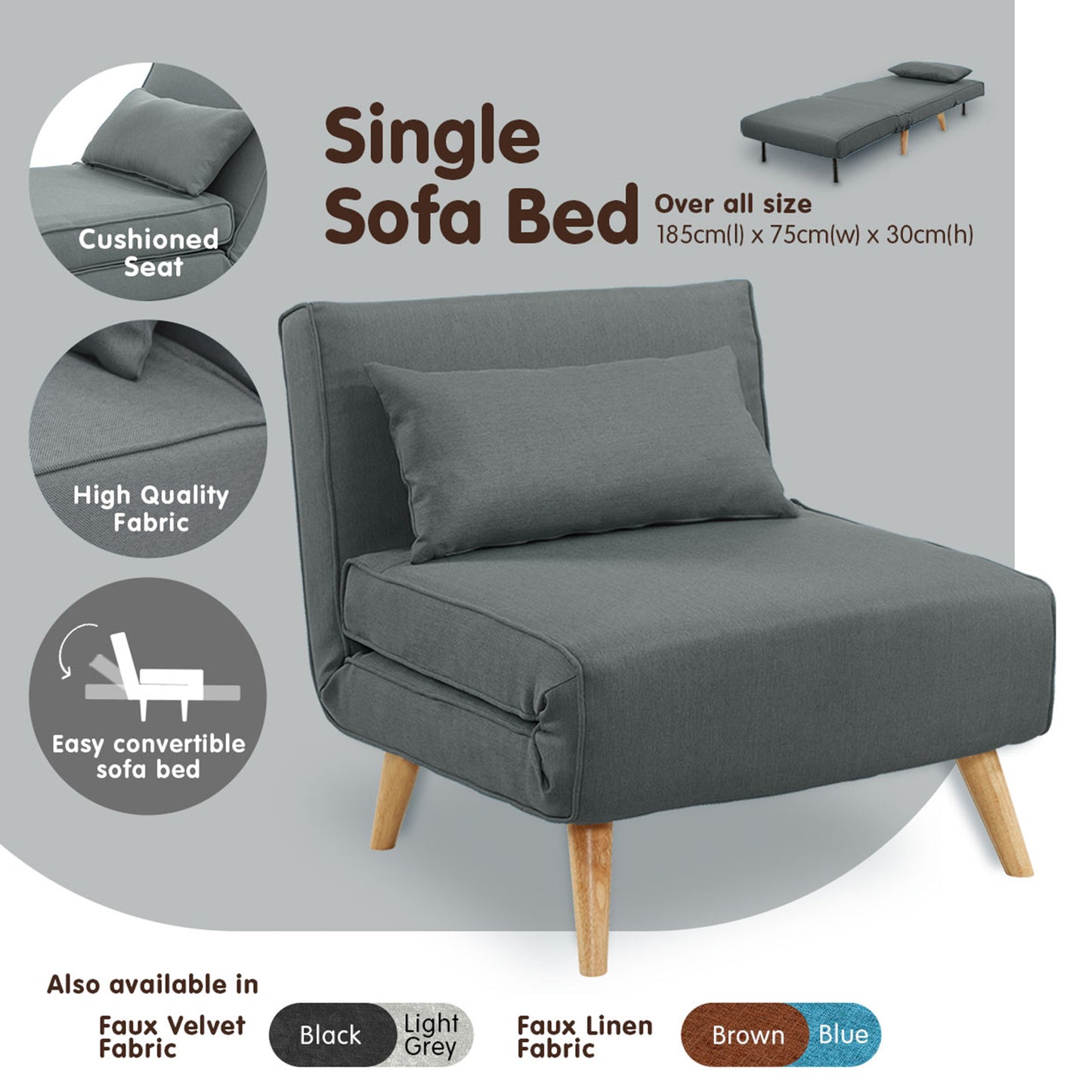 Maybelle Linen Adjustable Corner Sofa Lounge - Dark Grey