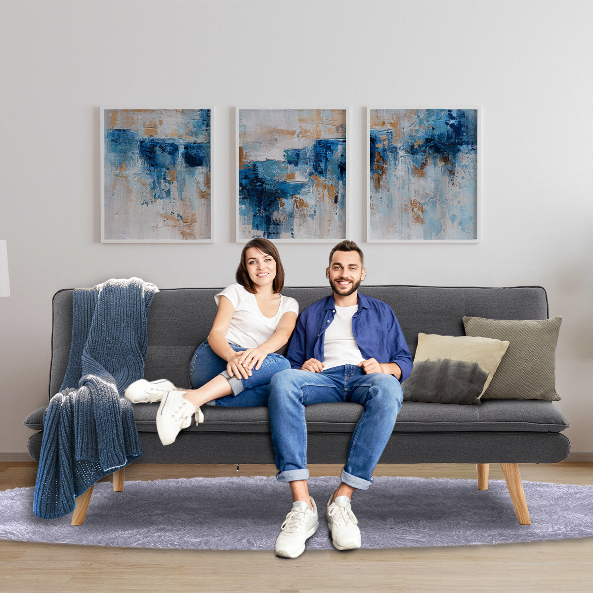 Matilda 3-Seater Linen Futon Sofa Bed Lounge - Dark Grey