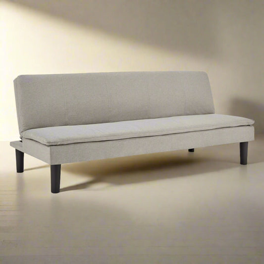 Monroe 3-Seater Faux Linen Fabric Modular Sofa Bed Couch - Light Grey