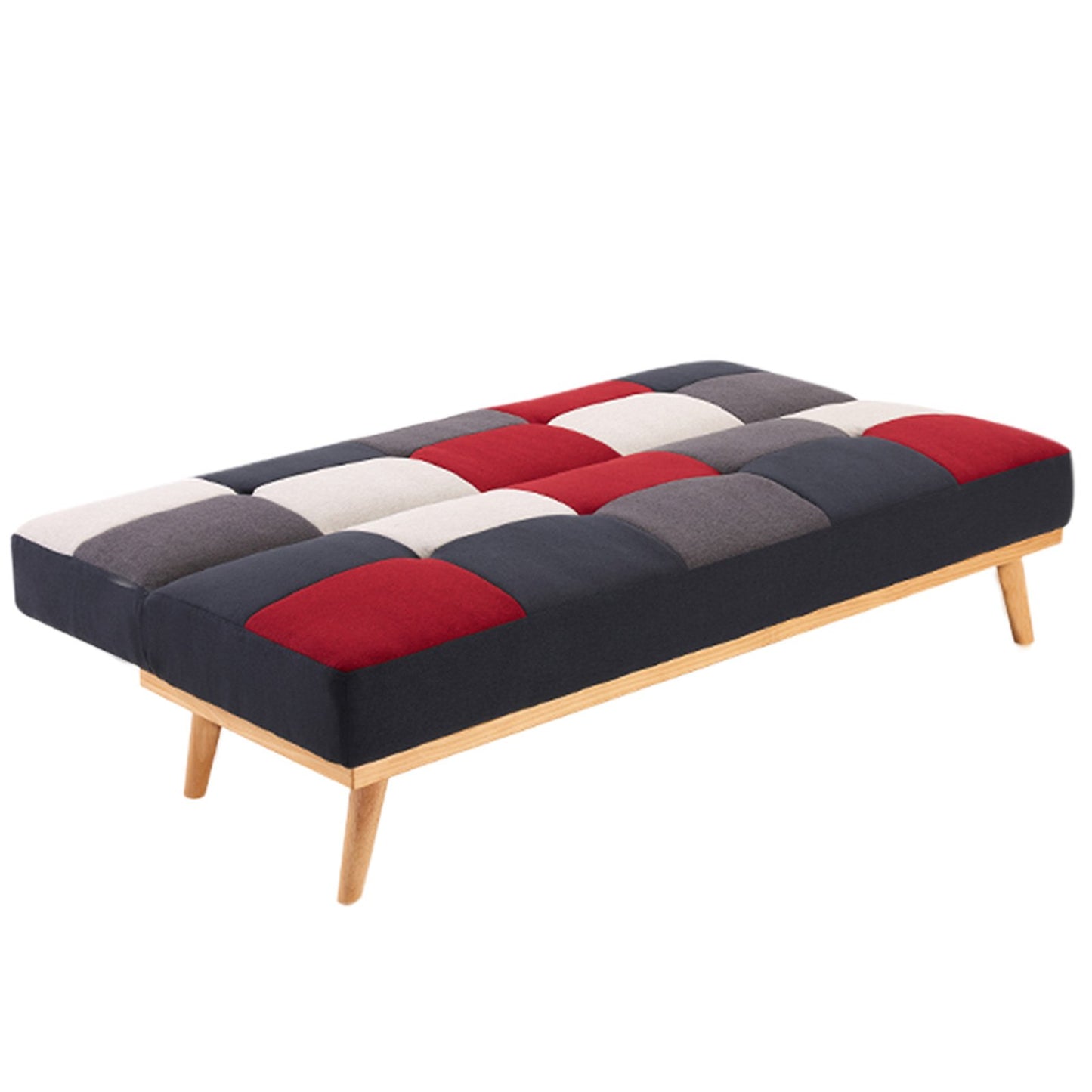 Mabry 3-Seater Linen Fabric Wood Modular Sofa Bed Couch - Multi-colour