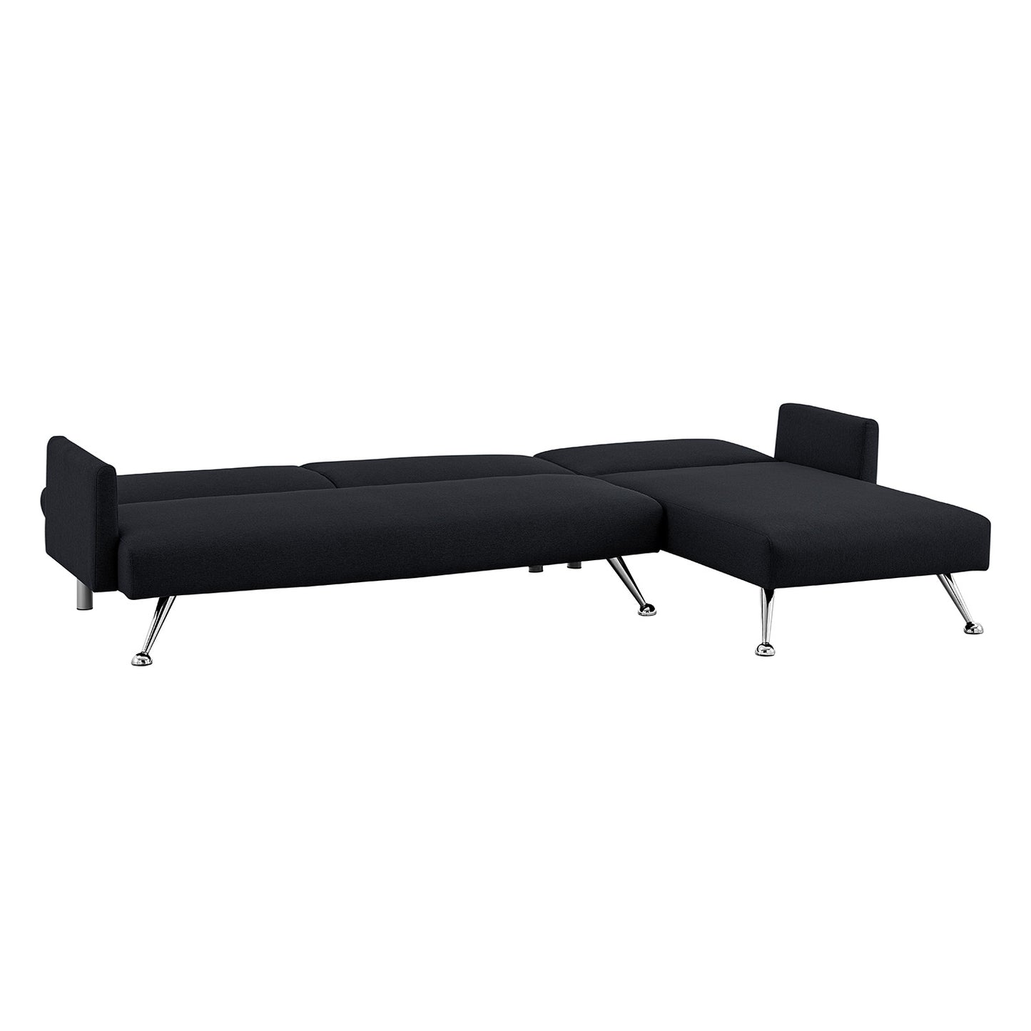 Merritt 3-Seater Chaise Sofa Bed with 3 Pillows - Black